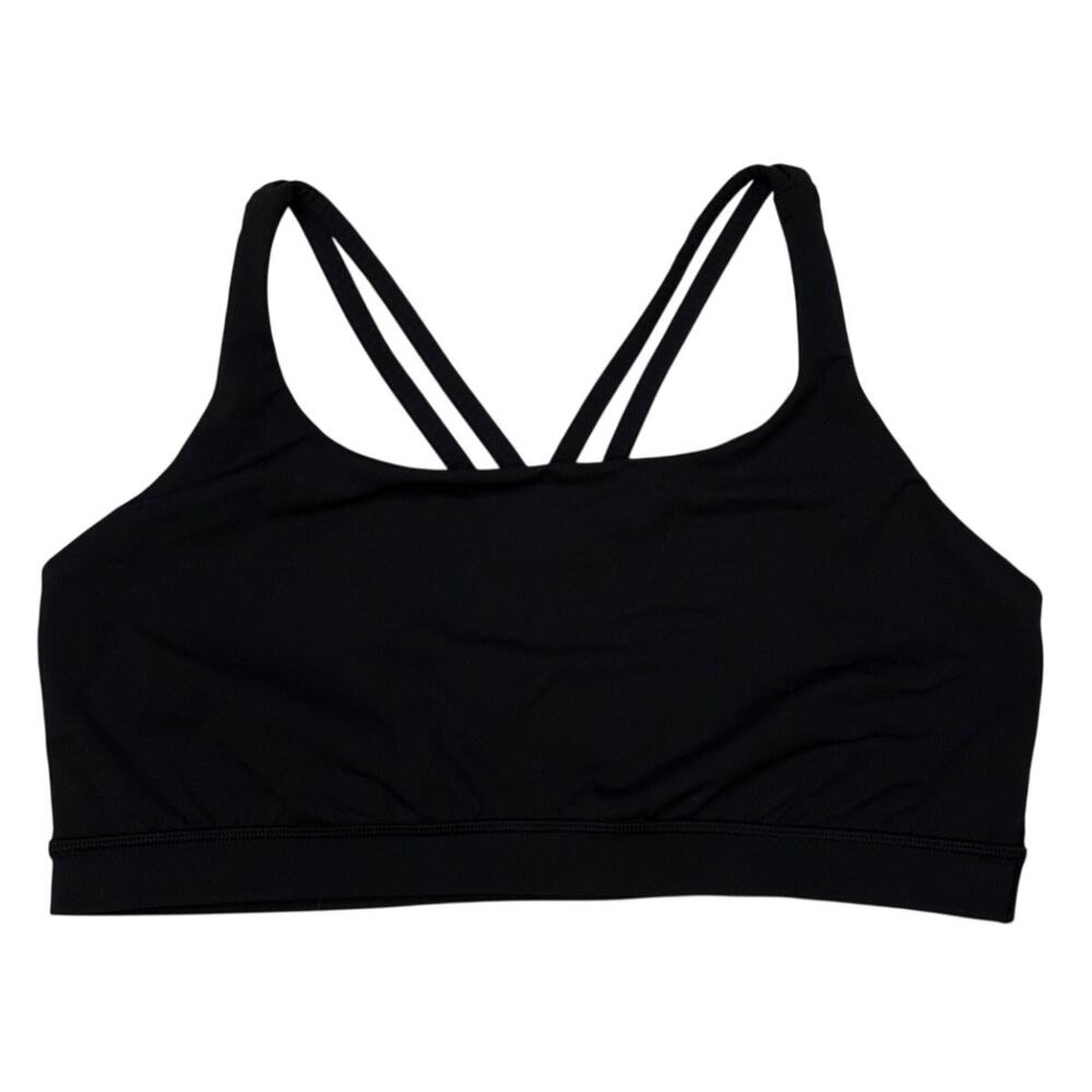 Lululemon Bra Energy Long Line Womens 14 Black B/D Cup W/O Pads Medium Support